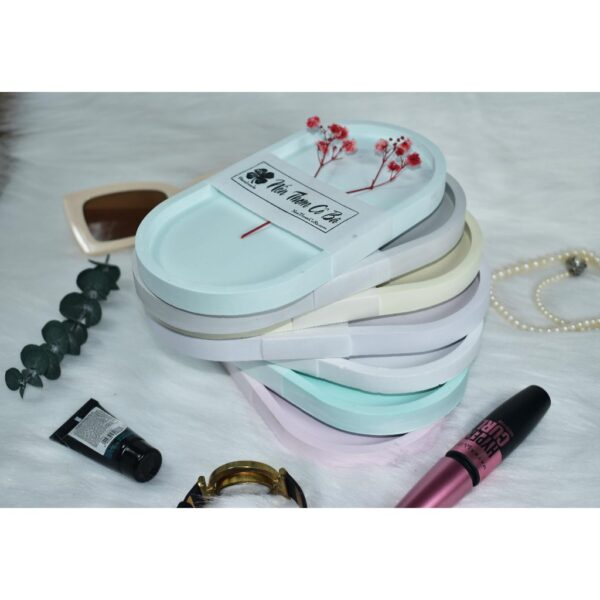 Khay thạch cao oval dùng Decor chụp hình, đựng nến thơm, sáp thơm, trang sức, phụ kiện...tự tô màu (trang trí)