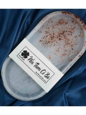 Khay oval chất liệu Resin đa dụng, decor, đựng nến, đựng trang sức, phụ kiện, nước hoa...